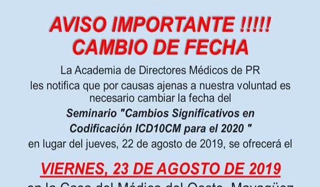 Seminario: Cambios significativos en Codificación ICD 10CM para el 2020