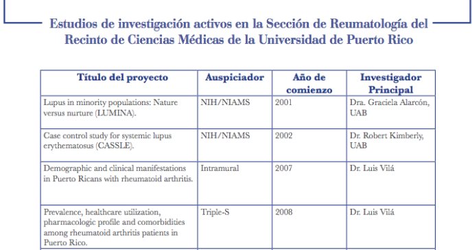 Aportación científica en las condiciones reumáticas