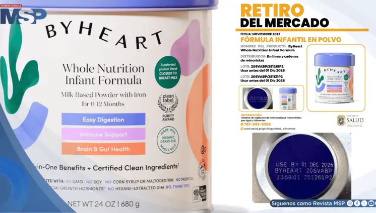 Salud activa sistema de vigilancia ante retiro de fórmula infantil vinculada a casos de botulismo en EEUU
