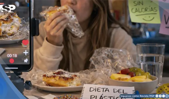 Reto viral invita a masticar comida envuelta en pl&aacute;stico para "adelgazar": Riesgo de asfixia y obstrucci&oacute;n