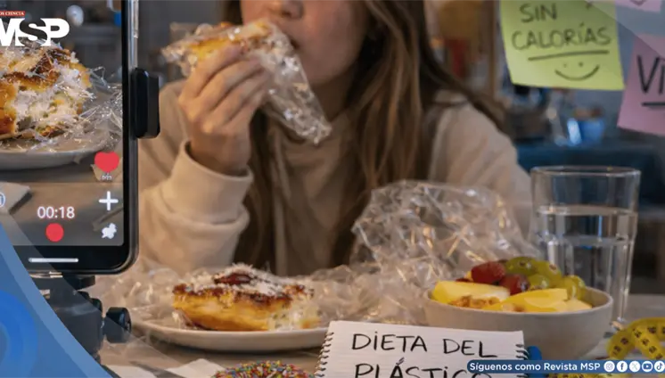 Reto viral invita a masticar comida envuelta en plástico para "adelgazar": Riesgo de asfixia y obstrucción Reto viral invita a masticar comida envuelta en plástico para "adelgazar": Riesgo de asfixia y obstrucción