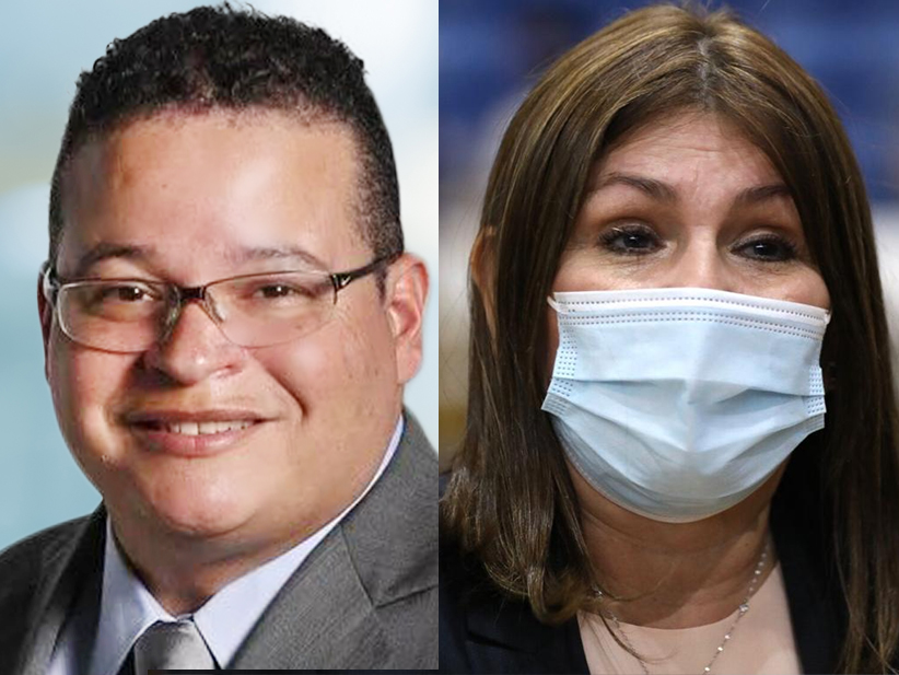Dr. Víctor Ramos, Presidente del Colegio de Médicos Cirujanos de Puerto Rico y la Dra. Iris Cardona, directora del programa de vacunación.